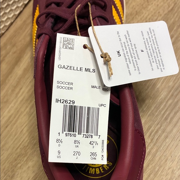 Adidas Gazelle’s Portland Timbers Maroon and Gold Sneakers - Picture 2 of 8